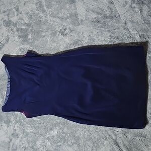 Ann Taylor Blue Lined Sleeveless Classic Knee Length Velour Dress Size 8